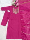 Bs 143 Slub Cotton With Embroidery Work Top With Bottom Dupatta Wholesale In India